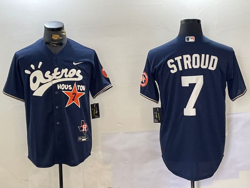 Men Houston Astros #7 Stroud Blue Second generation joint name Nike 2024 MLB Jersey style 1->->MLB Jersey